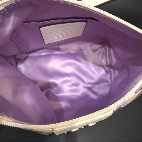 COACH 44837 Julia Outline OP Art Lilac Sateen Pouch Small Purse Shoulder Handbag - Picture 11 of 16